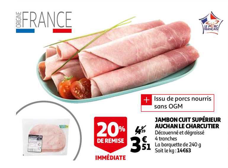 Jambon Cuit Supérieur Auchan Le Charcutier