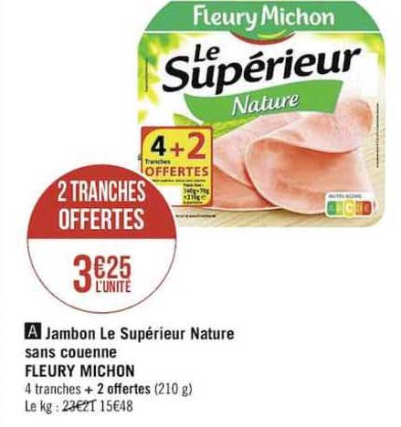 jambon le supérieur nature sans couenne fleury michon