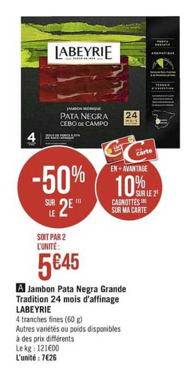 jambon pata negra grande tradition -50% sur le 2e