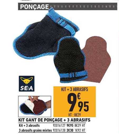 kit gant de ponçage + 3 abrasifs sea