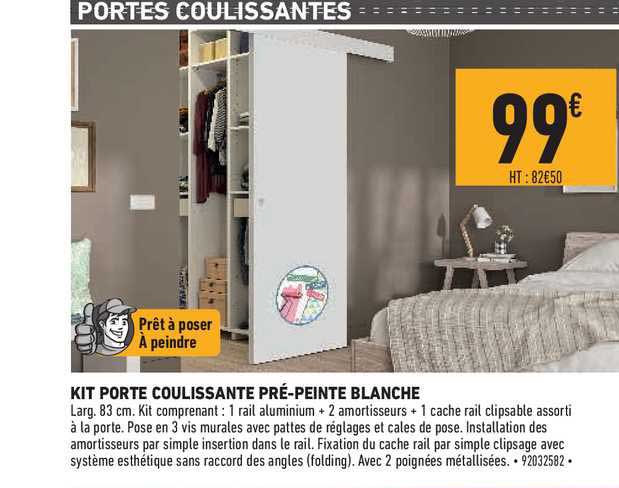 kit porte coulissante pré peinte blanche