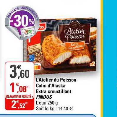 l'atelier du poisson colin d'alaska extra croustillant findus