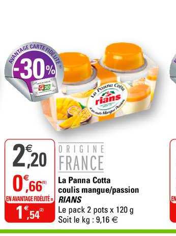 la panna cotta coulis mangue passion rians