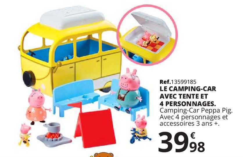 le camping car avec tente et 4 personnages