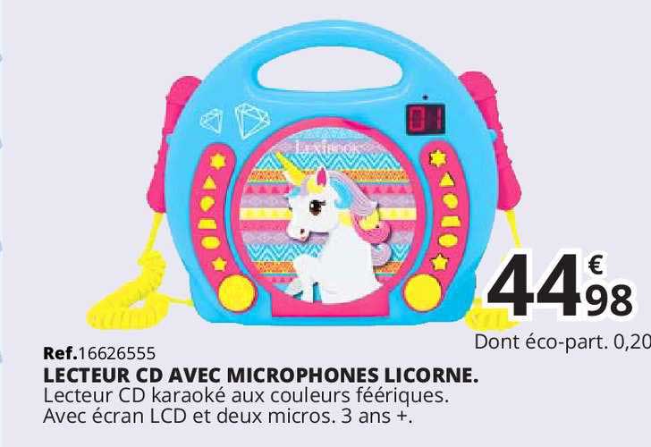 lecteur cd avec microphones licorne