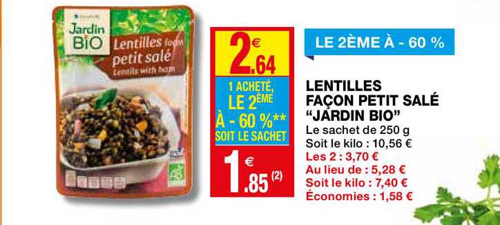 lentille façon petit salé "jardin bio" le 2ème à -60%
