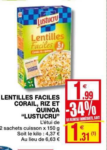 lentilles faciles corail, riz et quinoa "lustucru"