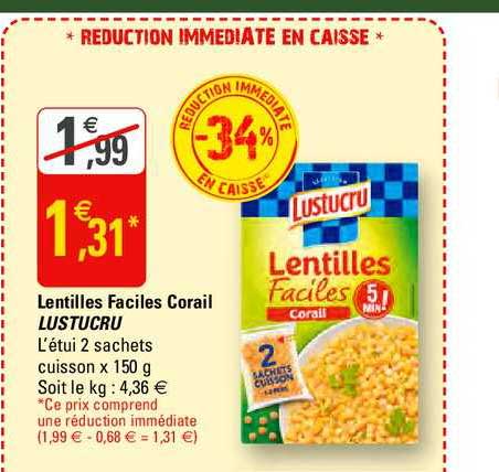 lentilles faciles corail lustucru