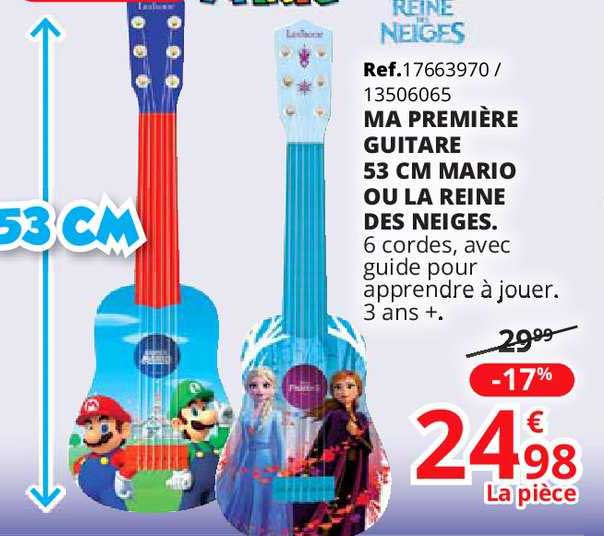 ma première guitare 53 cm mario ou la reine des neiges