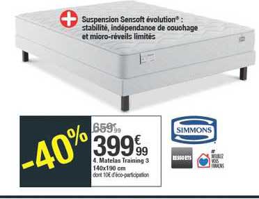 matelas training 3 140x190 cm simmons ressorts