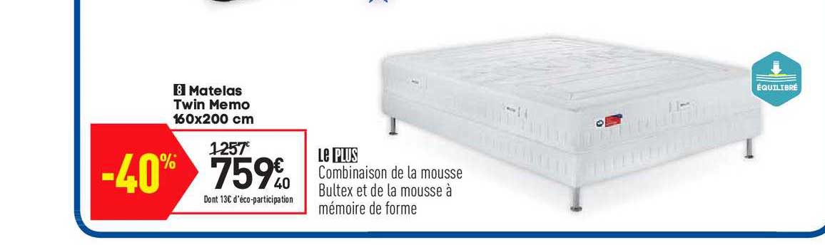 Matelas Twin Memo 160x200 Cm