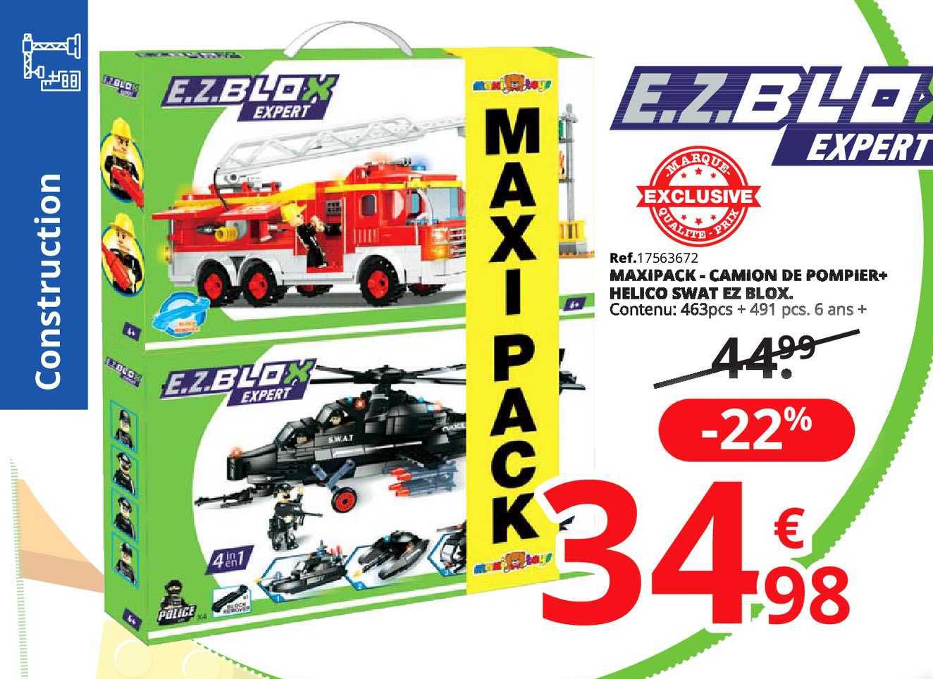 Maxipack Camion De Pompier+ Helico Swat Ez Blox