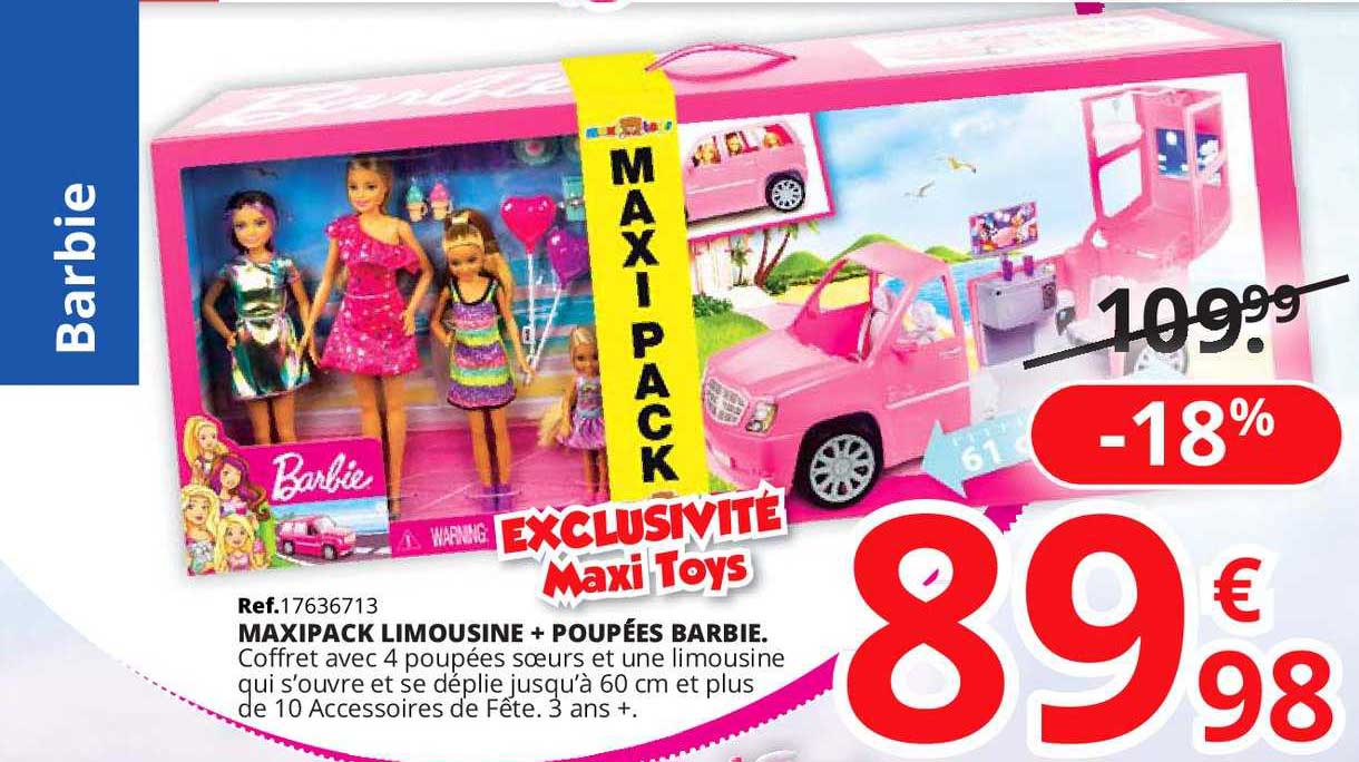 maxipack limousine + poupées barbie