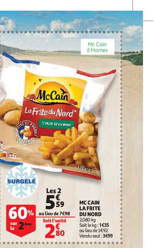 mc cain la frite du nord 60% sur le 2ème