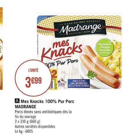 mes knacks 100% pur porc madrange