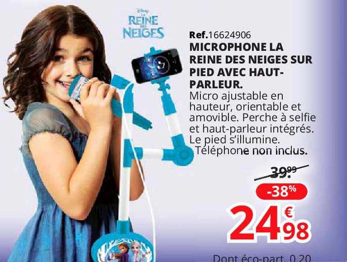 microphone la reine des neiges sur pied avec haut parleur