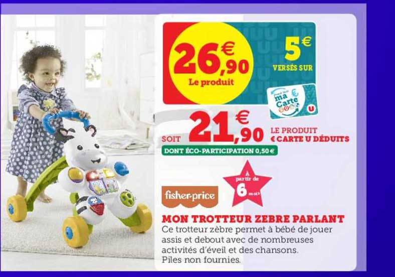 mon trotteur zèbre parlant fisher price