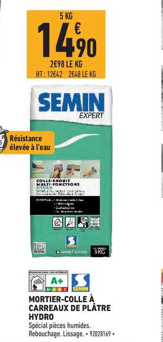 mortier colle à carreau de plâtre hydro semin expert