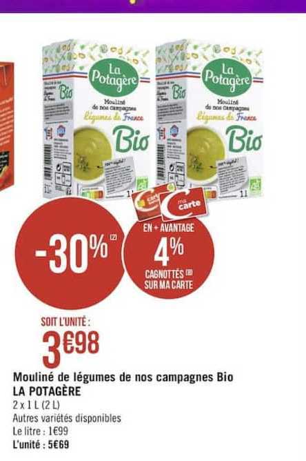 mouliné de légumes de nos campagnes bio la potagère