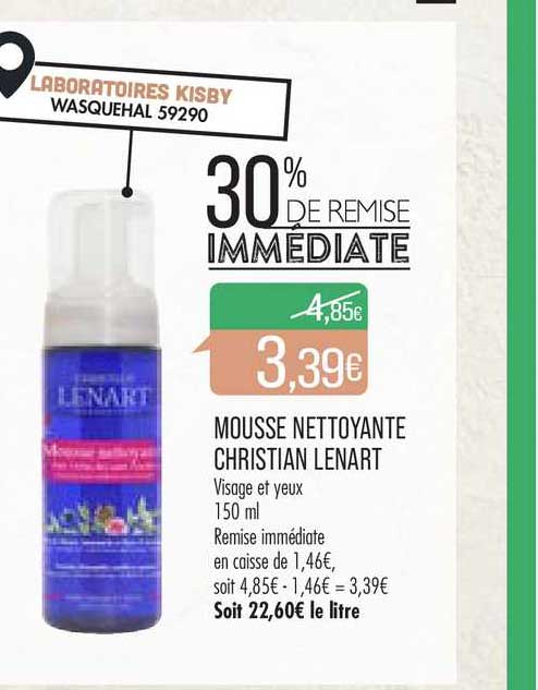 mousse nettoyante christian lenart 30% de remise immédiate