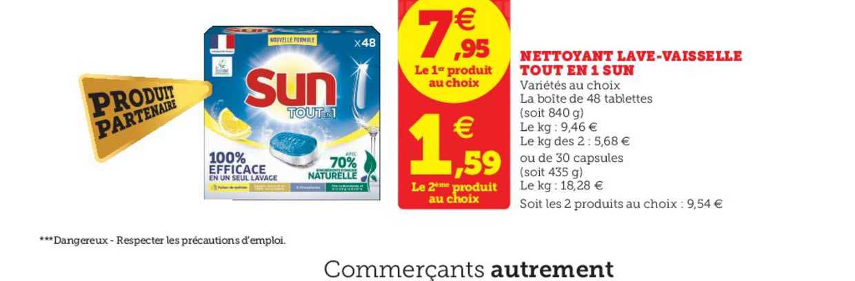 nettoyant lave vaisselle tout en 1 sun