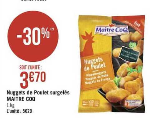 nuggets de poulet surgelés maître coq