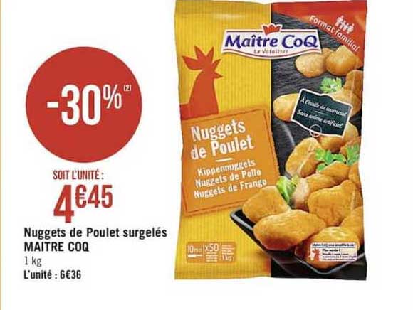nuggets de poulet surgelés maitre coq