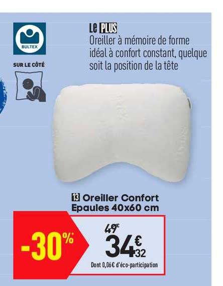 Oreiller Confort Epaules 40x60 Cm