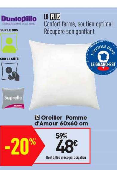 oreiller pomme d'amour 60x60 cm