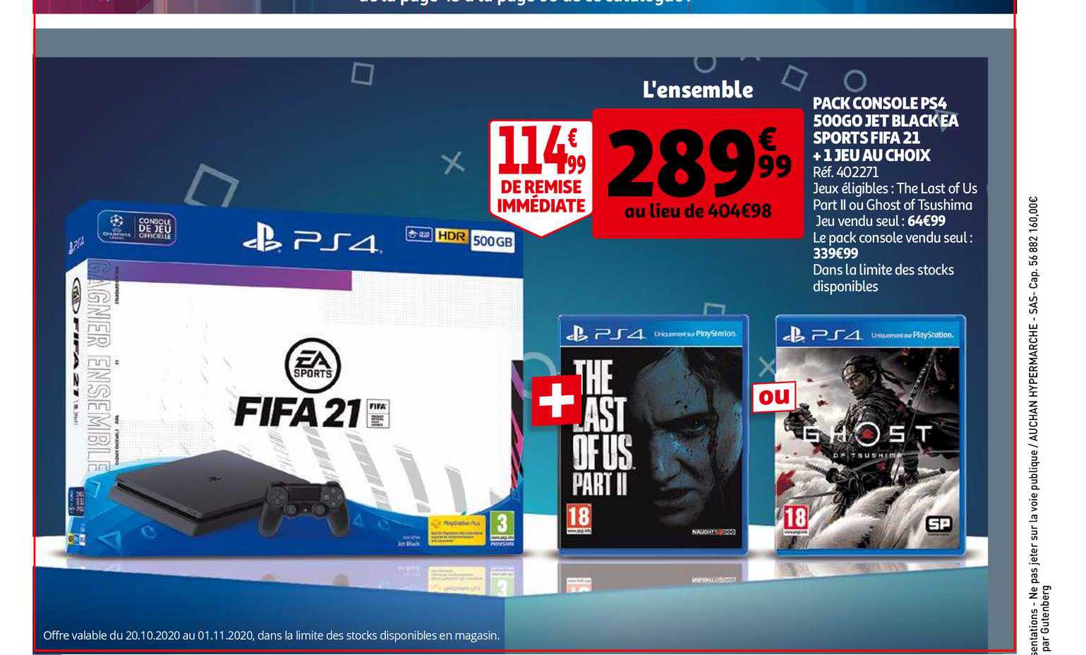 pack console ps4 500go jet black ea sports fifa 21 + 1 jeu au choix