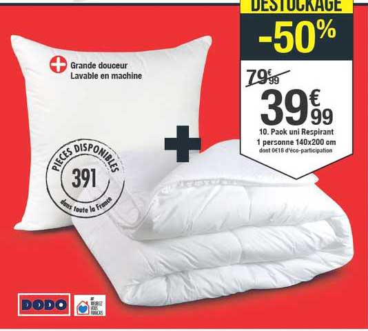 pack uni respirant 1 personne 140x200 cm dodo