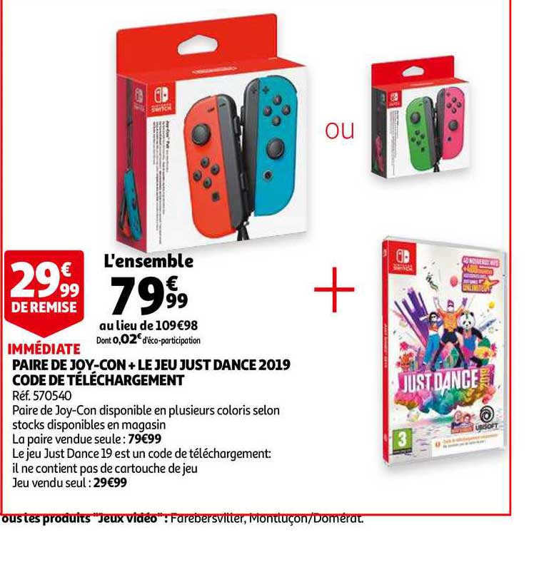 paire de joy con + le jeu just dance 2019 code de téléchargement