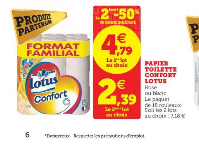 Papier Toilette Confort Lotus Le 2ème à -50% En Remise Immédiate