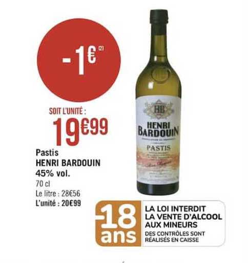 pastis henri bardouin 45% vol.