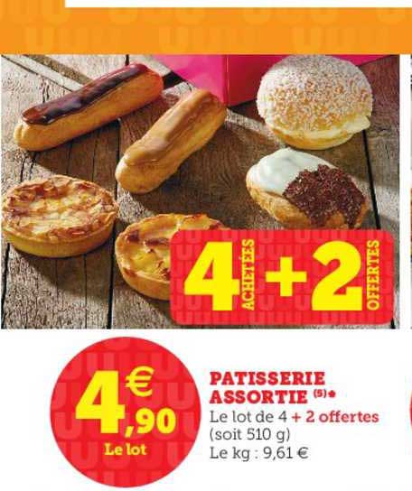 pâtisserie assortie 4 achetés + 2 offerts
