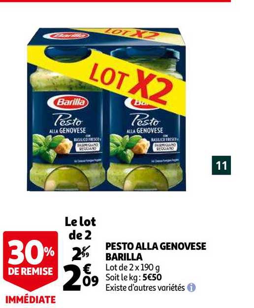 pesto alla genovese barilla 30% de remise immédiate