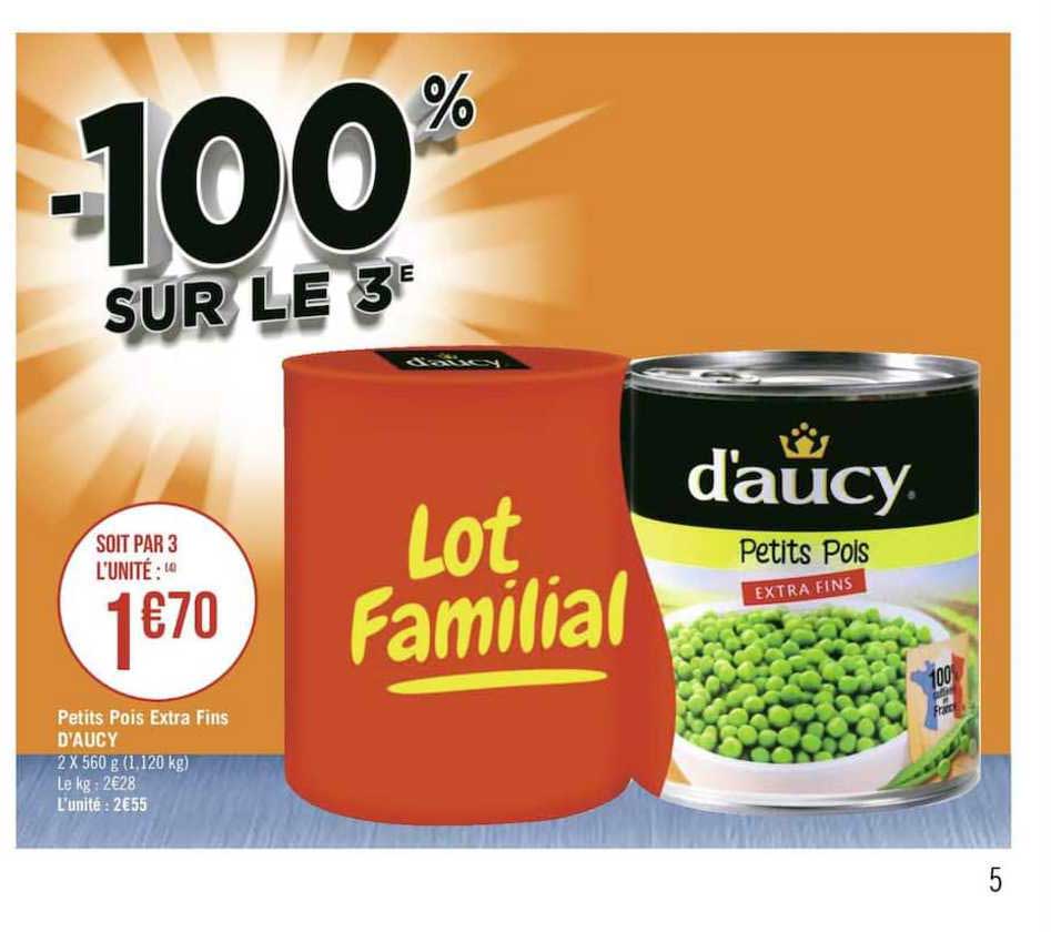 Petits Pois Extra Fins D'aucy -100% Sur Le 3e