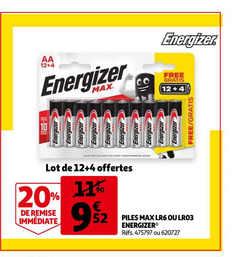 piles max lr6 ou lr03 energizer 20% remise immédiate