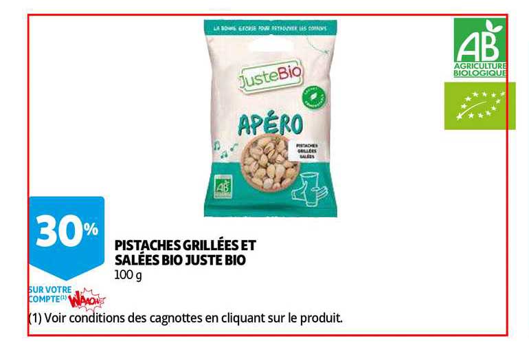pistaches grillées et salées bio juste bio