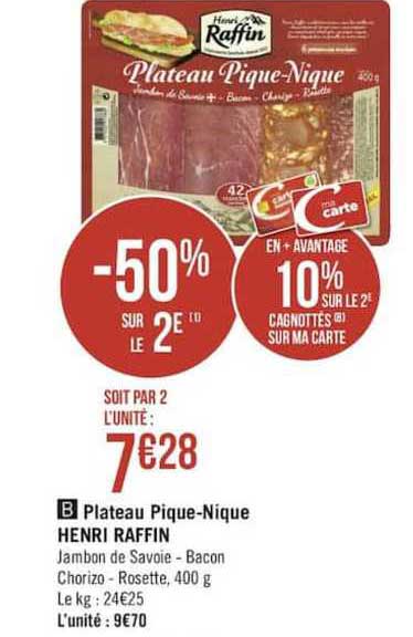 plateau pique nique henri raffin -50% sur le 2e
