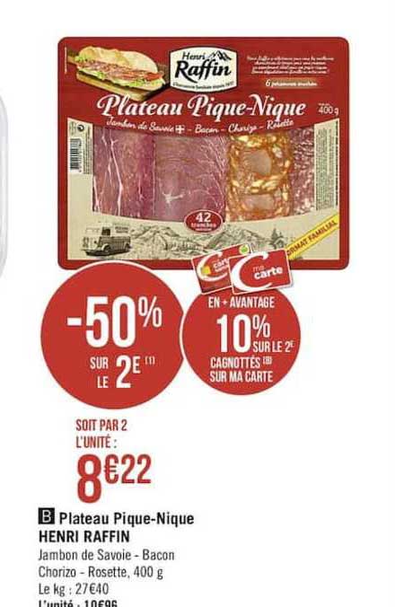 plateau pique nique henri raffin -50% sur le 2e