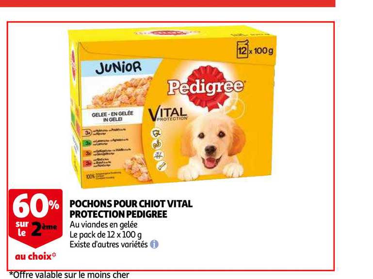pochons pour chiot vital protection pedigree 60% sur le 2ème au choix