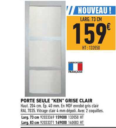 porte seule "ken" grise clair