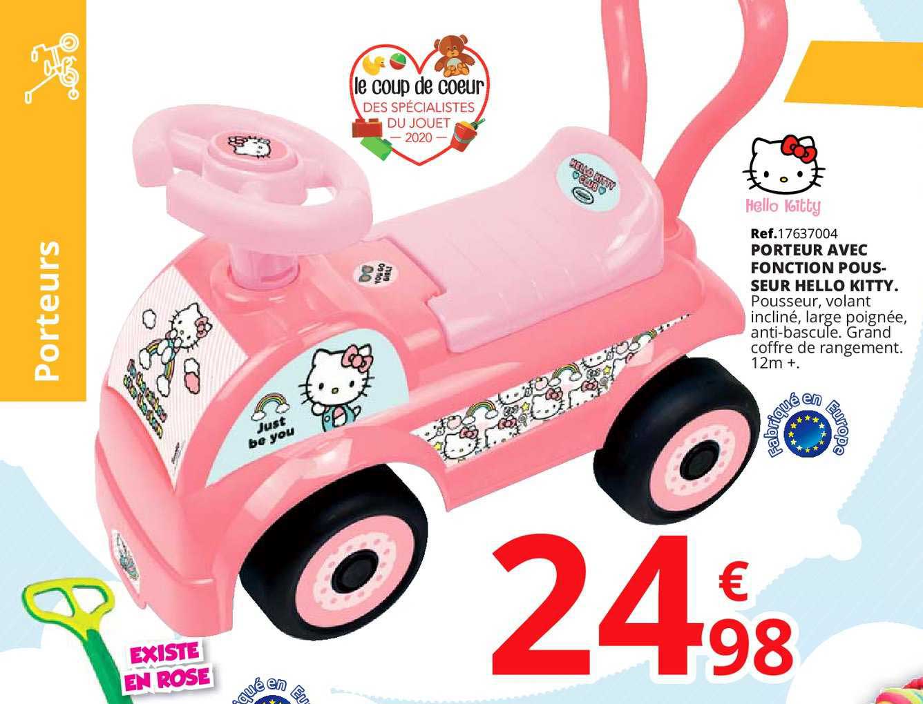 porteur avec fonction pousseur hello kitty