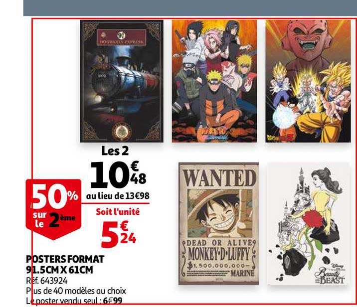 posters format 91.5cmx61cm 50% sur le 2ème