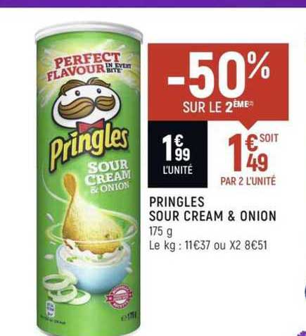 pringles sous cream & onion -50% sur le 2ème