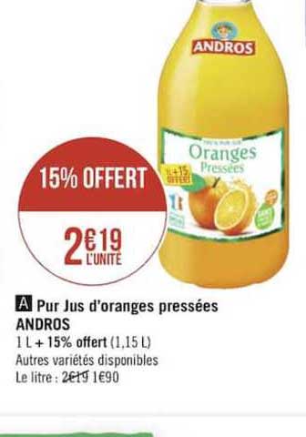 pur jus d'oranges pressées andros