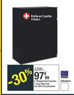 rangement 2 portes 1 tiroir best lak