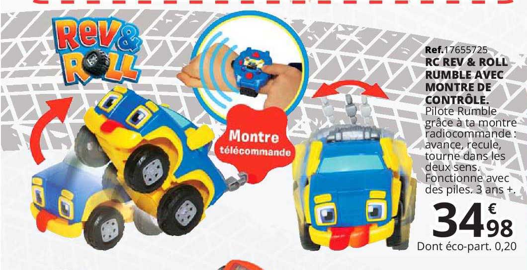rc rev & roll rumble avec montre de contrôle