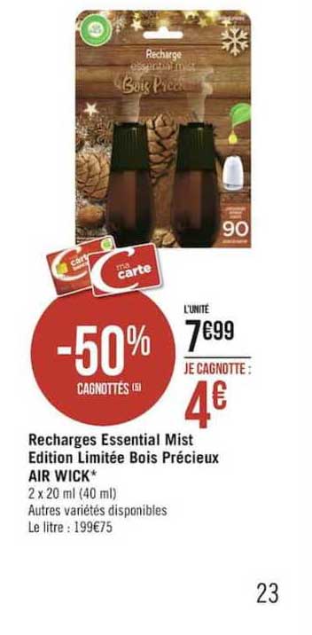 recharges essential mist edition limitée bois précieux air wick
